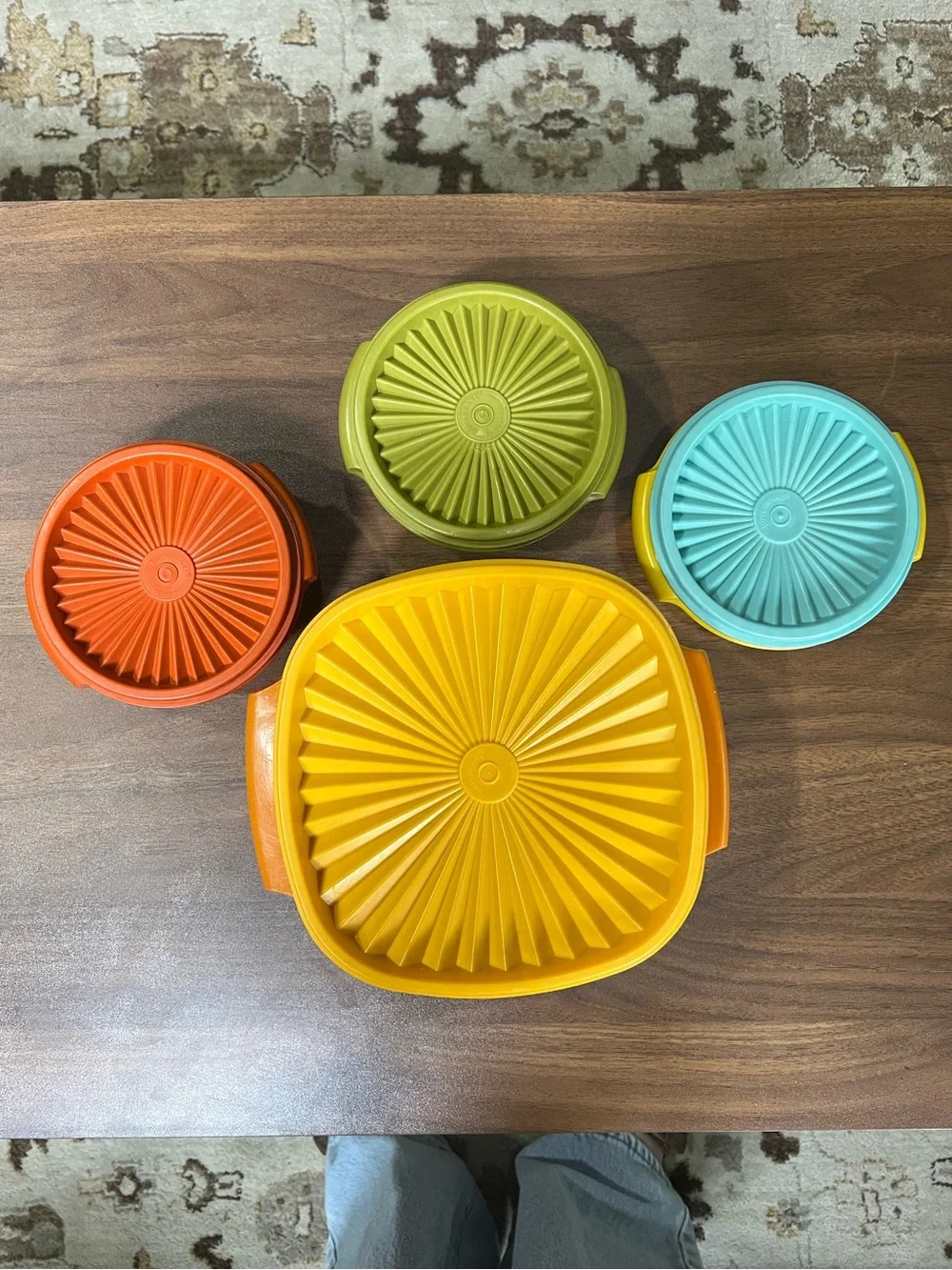 Vtg Tupperware Servalier Set - Yellow, Orange, Green, Blue
